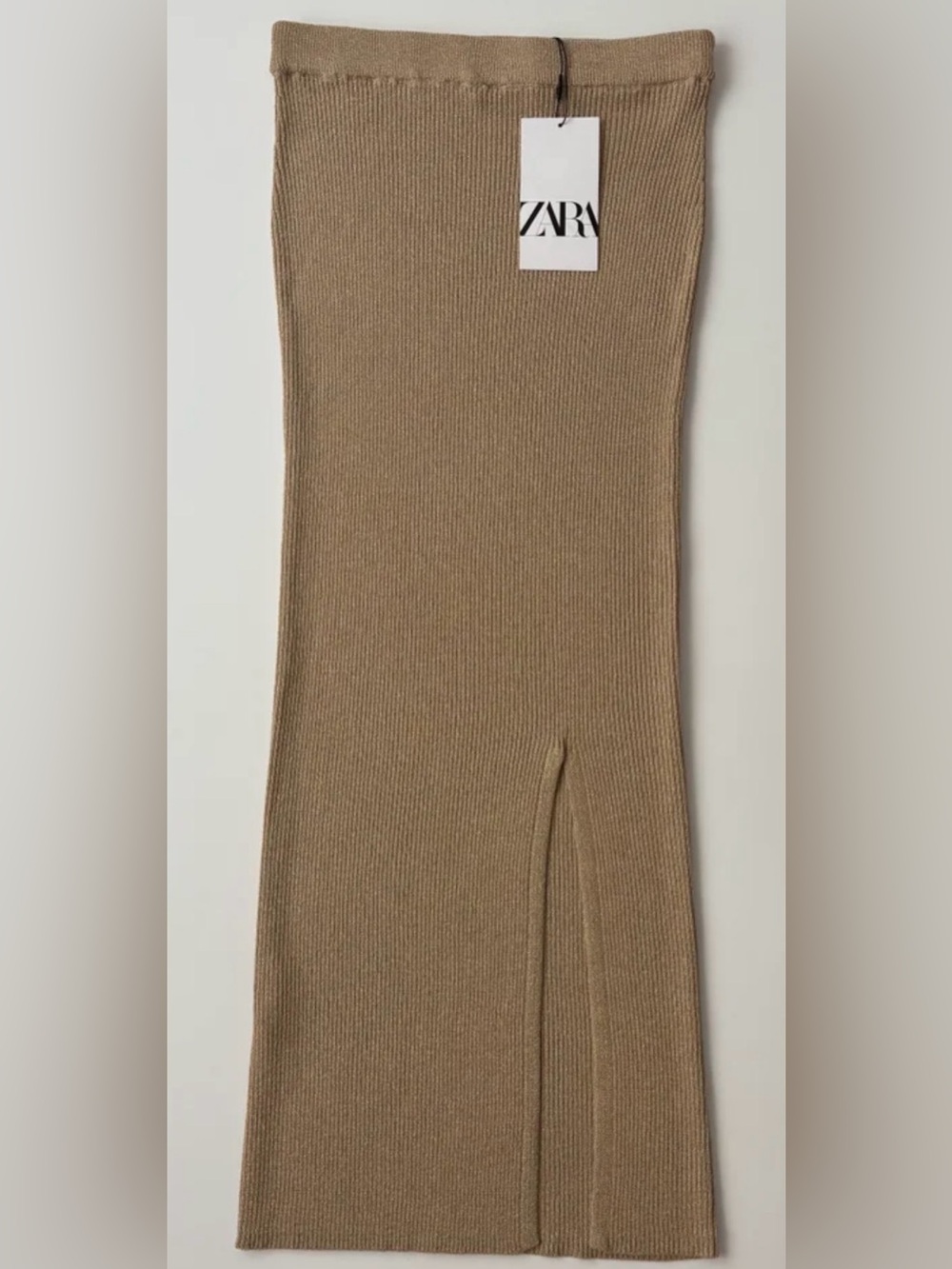 ZARA Metallic Ribbed Knit Midi Skirt